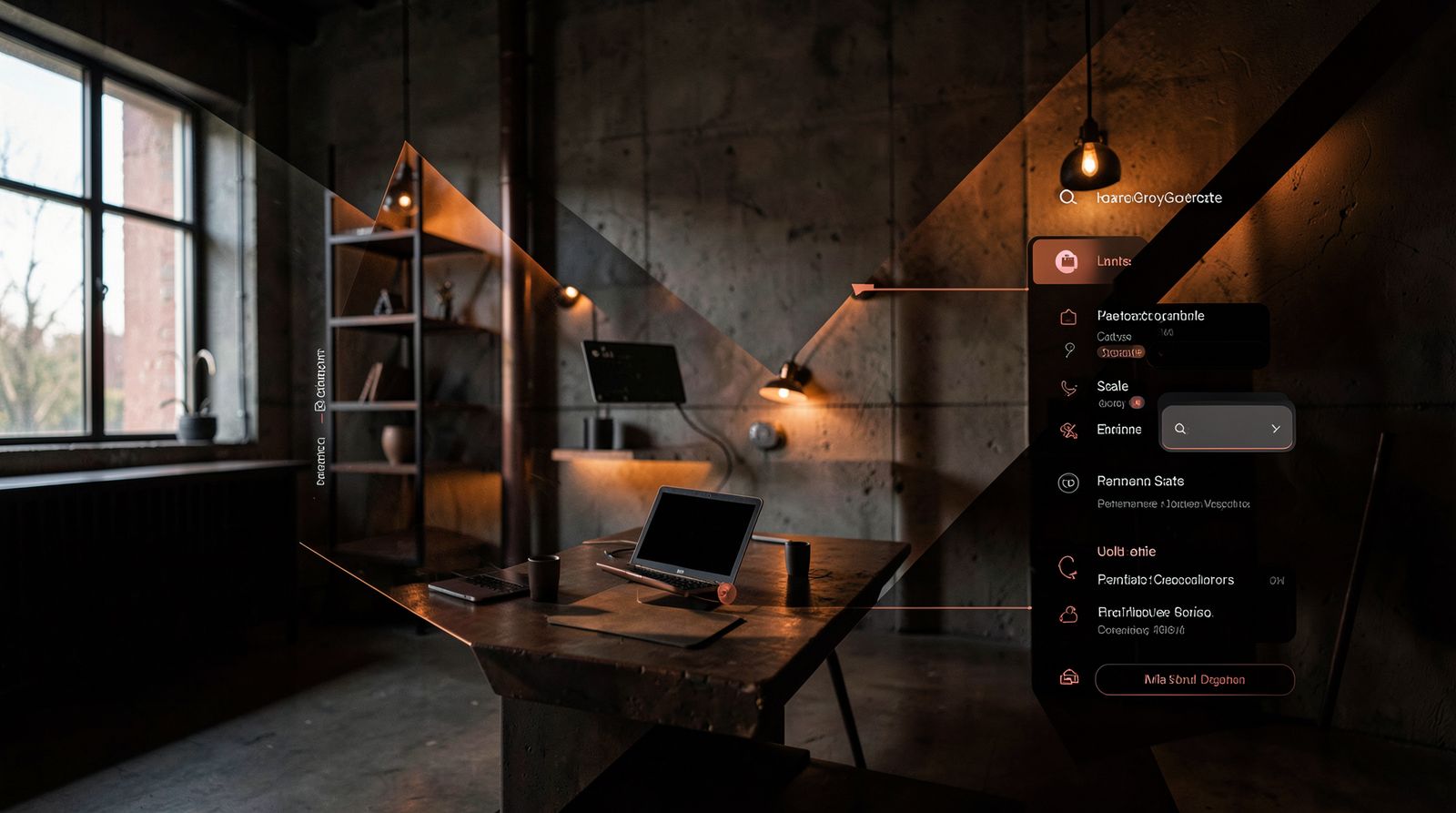 GraniteGroveGate studio interior with dramatic lighting