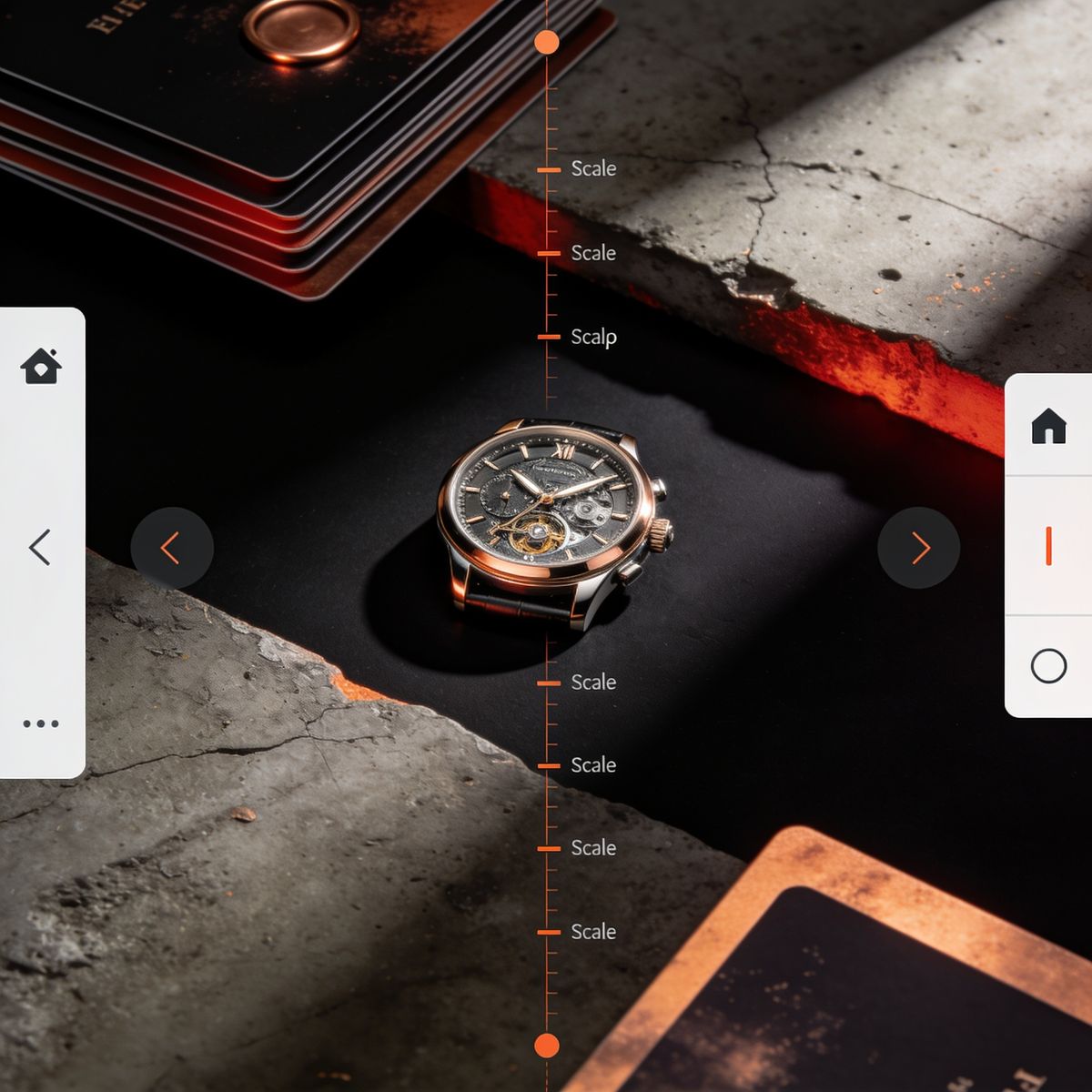 Luxury watch on black background with dramatic lighting